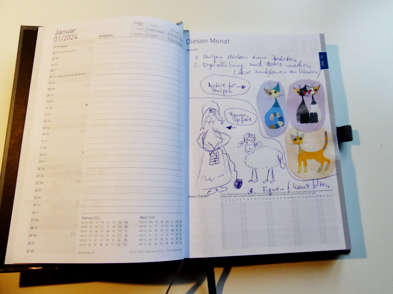 "Tanz der Katzen" - Buchkalender mit Projektskizzen 