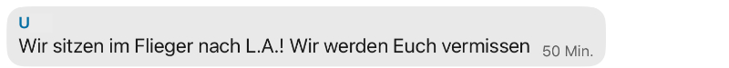 Letzte Nachricht vor dem Abheben des Flugzeuges